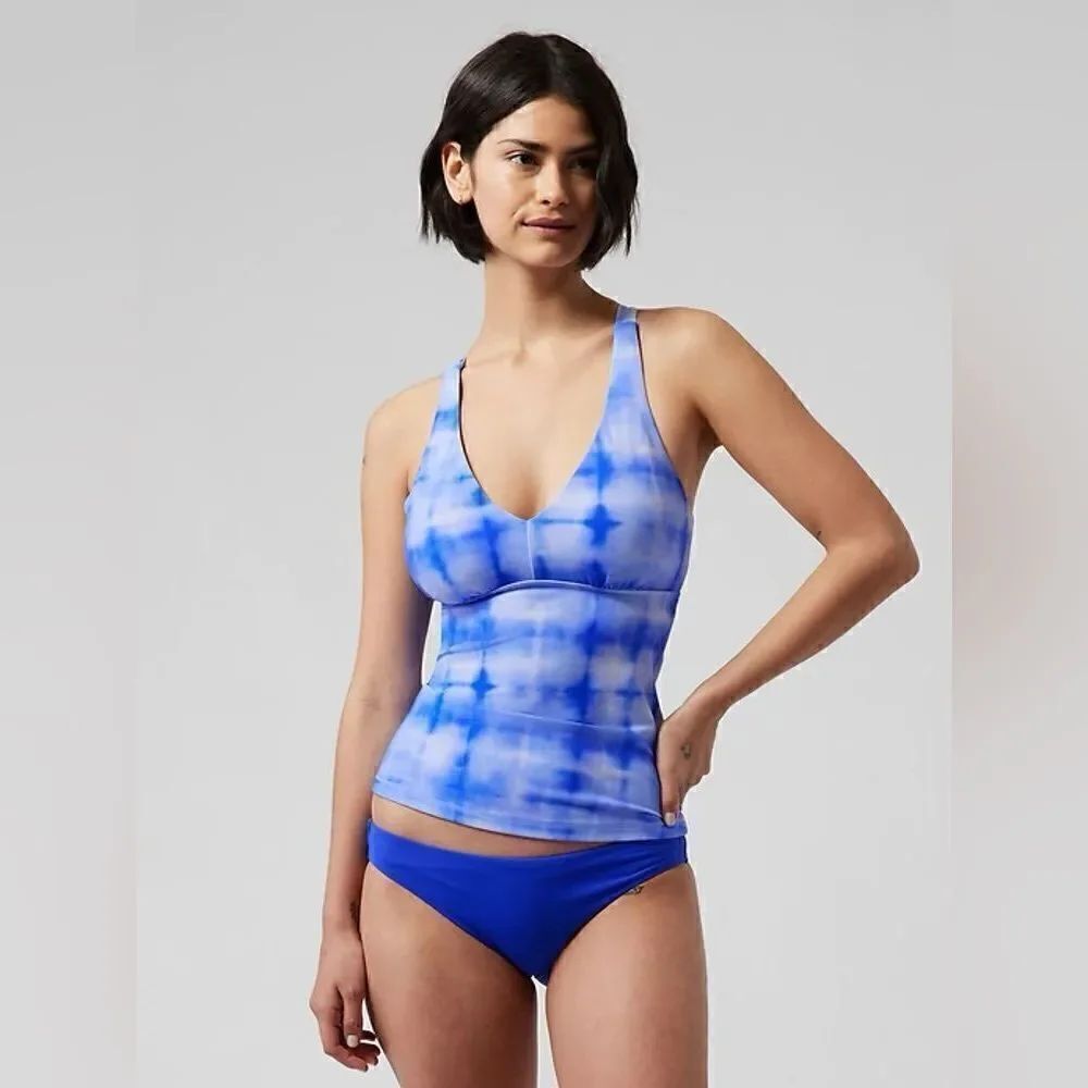 Athleta Plunge Tankini Top A-C NWT Size XXS Bali Blue Swim Pool Beach Vacation